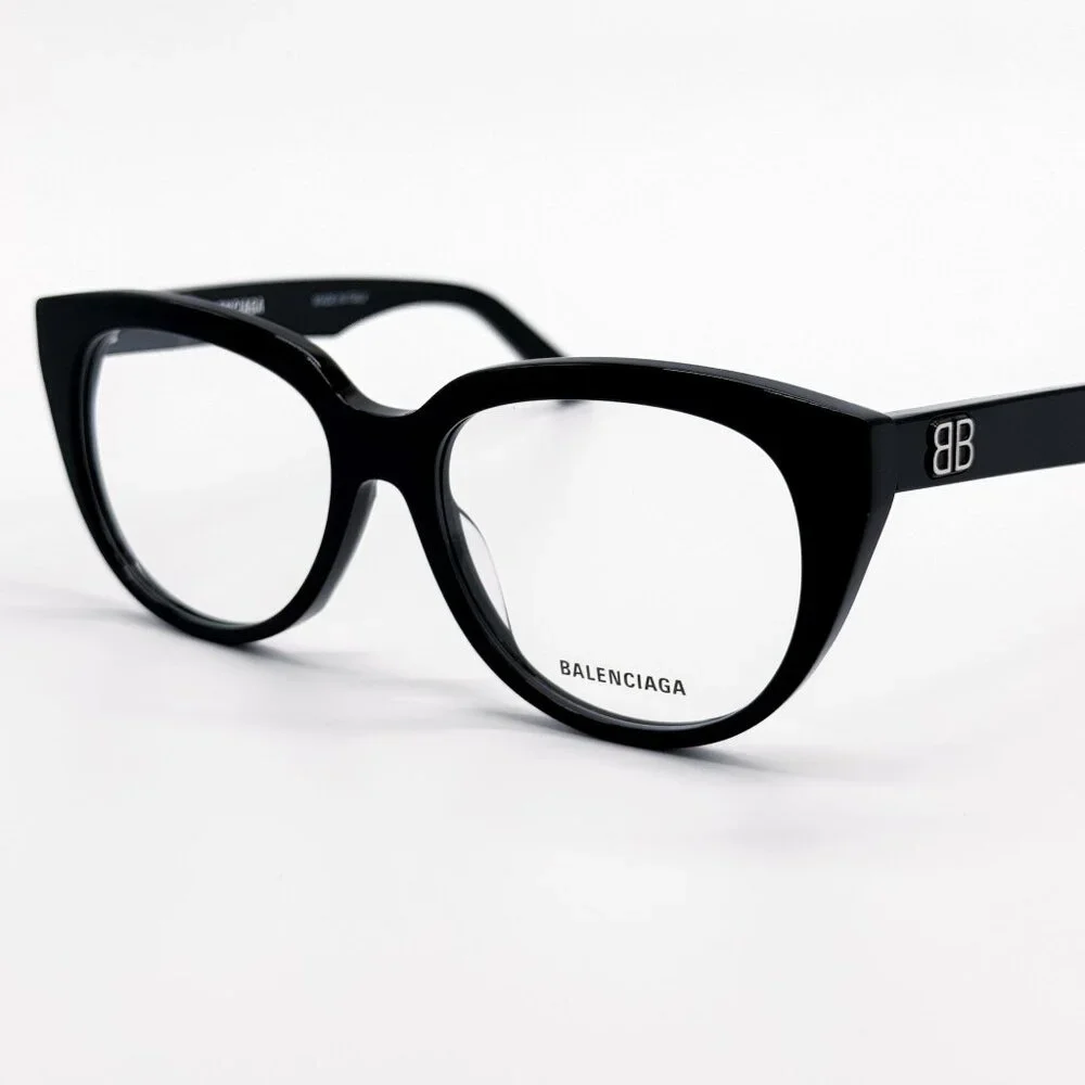 NEW BALENCIAGA EYEGLASSES BB0131O 001 ROUND OVAL BLACK WOMEN EYEWEAR BALENCIAGA